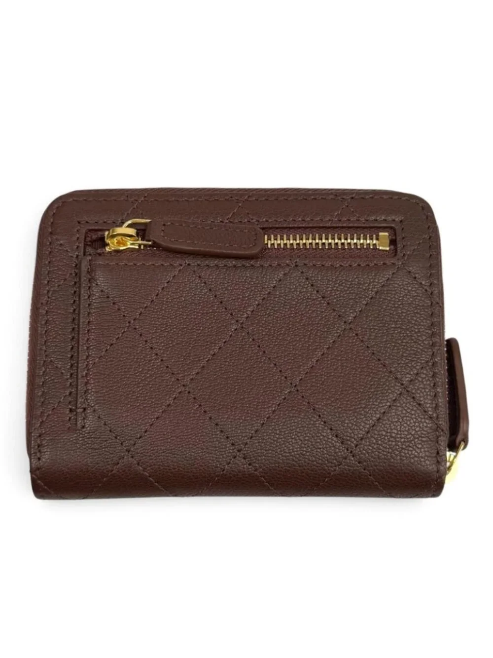 Chanel CC Logo Round Zip Grained Goatskin Compact Wallet Bifold